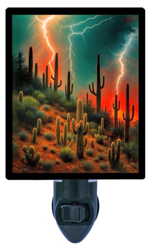 Lámpara de noche con diseño de cactus y relámpago miniatura 1