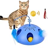 Fishball Interactive Cat Toys, Electric Cat Feather Toy for Indoor Cat, 2 Speed Mode Automatic Cat Toy, Battery Operated Puzzle Game Attract The Kitten's Attention and Give It The Fun of Hunting