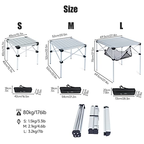 Iclimb Lightweight Stable Alu. Folding Square Table Roll Up Top With Carry Bag For Camping Picnic Backyards Bbq Camp Kitchen (Black, M) #TOP2