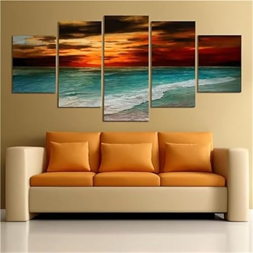 Loisirs Créatifs Broderie Diamant Adulte Kit Complet Grand Format Paysage Mer 5 Panneaux