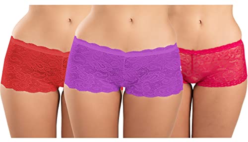 Image of FIMS - Fashion is my style Cotton Lycra Net Boy Short Panty for Womens, Mid Rise, Satin, Hipster Panties, Daily Use, Back and Front Coverage, Brief, See Main Image to Check How Many Panty You Will Get