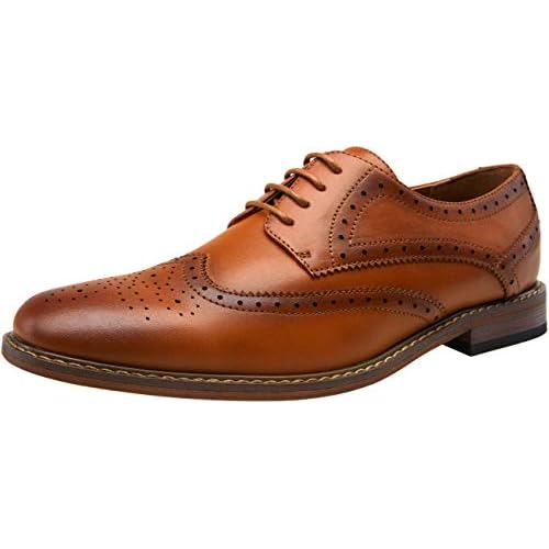 Jousen Men's Dress Cap Toe Shoes Wingtip Brogue Oxfords for Men Business Formal Derby Shoes
