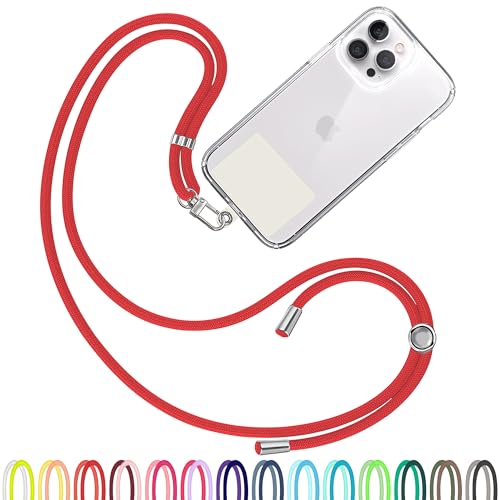 TBOC Red Cell Phone Lanyard - Comfortable Universal Smartphone Lanyard - Easy to Use Neck Phone Holder [White Ice Patch] - Adjustable Length Phone Strap Crossbody - Fits All Mobile Phones