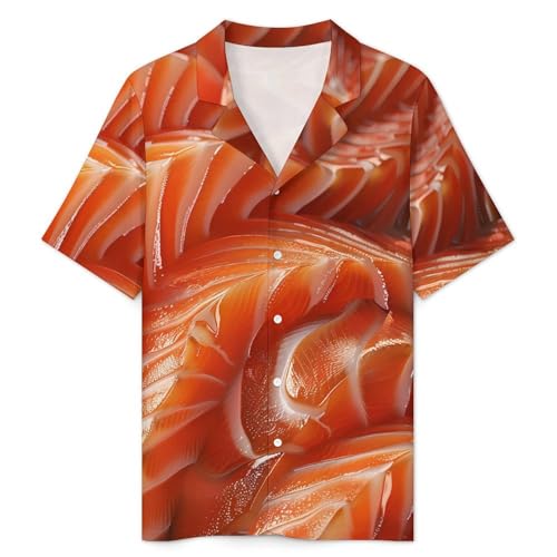 3D Funny Realistic Food Salmon Sushi Men's Pajama Set Short Sleeve Button Down Sleepwear And Shorts Pj Set4