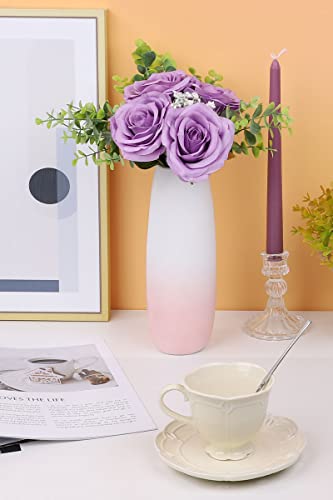 Lvefit Artificial Rose Flower Lilac Rose Flower Silk Flowers 12 Pcs With Long Stem Silk Roses Bouquet For Wedding Bridal Shower Party Home Decoration #TOP2