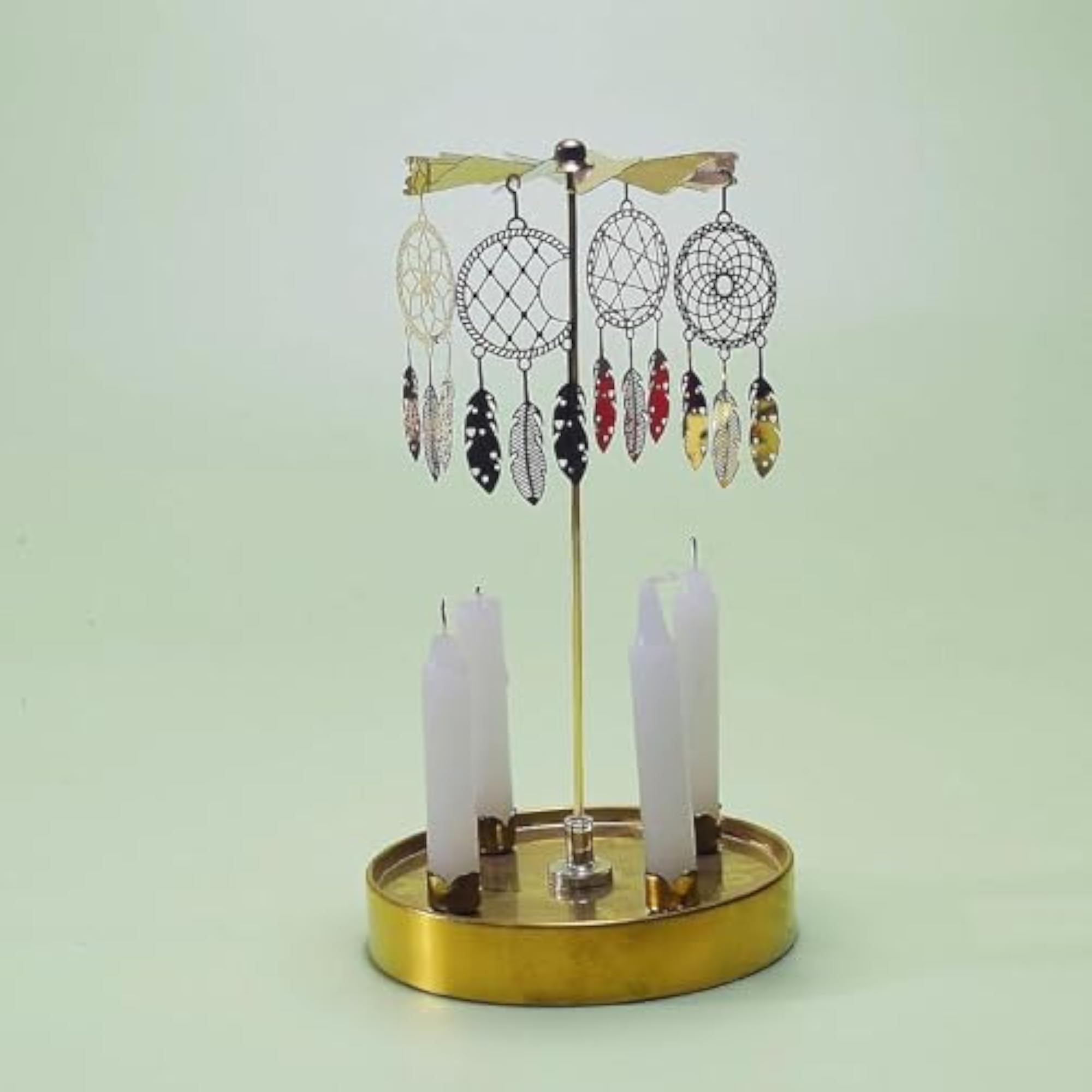 Rotating Candle Holder with Dreamcatcher Hoop Decor