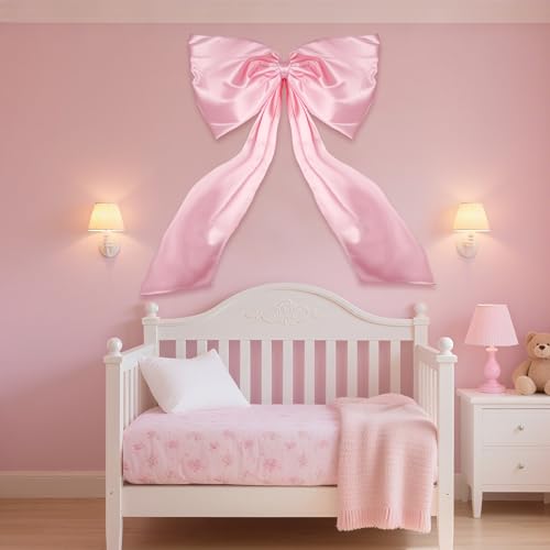 24 x 36 Inches Large Pink Bow Decor,Coquette Room Decor,Giant Pink Bow Room Wall Decor,Baby Shower Birthday Party Backdrop Wall Wedding Party Christmas Tree Decorations(Pink)