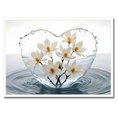 Magnolias dans le coeur poster avec cadre noir 70x50 pour chambre cocooning