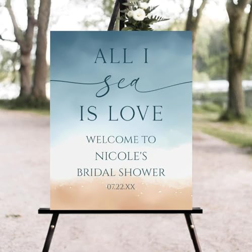All I Sea Is Love Bridal Shower Signs, Beach Bridal Shower Welcome Sign, Welcome to Bridal Shower Sign, Personalized Bridal Shower Signs #Bb1