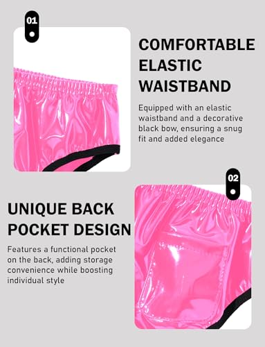 Culotte sexy en cuir synthétique brillant taille basse FEOYA