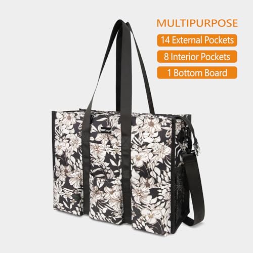 Image of TOPDesign Utility Water Resistant Tote Bag with 22 Pockets, Zipper Closure