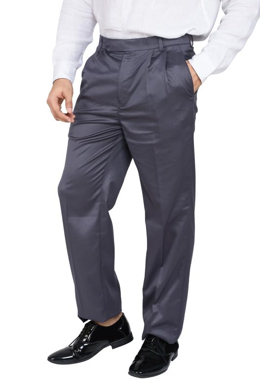 particle Pleat-Front Formal Trousers Regular Fit Pants for Men, Waist Sizes 32-46-picture-13