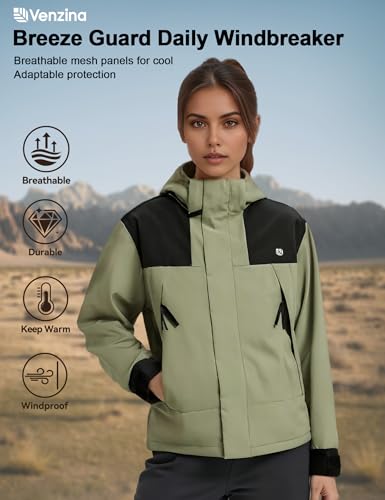 Image of Venzina Women's 3-in-1 Thermal Jacket I Windproof & Water-Resistant Graphene Heating Winter CoatFleece-Lined Jacket for Hiking, Camping, Skiing & Daily CommuteFashion-Forward Outdoor Wear