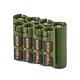 Storacell AA + AAA Combo Battery Storage Caddy and Dispenser, Military Green, Holds 4 AA + 4 AAA Batteries (Not Included), Durable & Compact Design, The Original Battery Caddy, Made in The USA