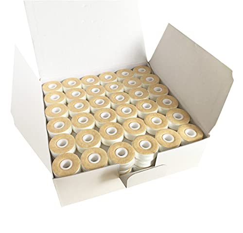 HimaPro 144 White Prewound Bobbins for Embroidery Machines Size L (SA155) Cardboard Sided Good for Brother, Babylock, Janome, Bernina, Husqvarna, Pfaff Embroidery Machines Etc (White) - 60 Weight