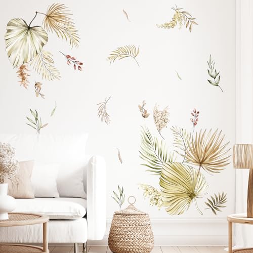 Tanlaby Boho Foglie Palma Adesivi Murali, Autoadesivo Piante Tropicali Foglia Sticker Murali, Adesivi Parete Rimovibile Sticker Muro per Soggiorno Camera Letto Decorazione Murale