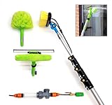 HI-TECH 16ft-20ft-24ft Telescopic Water Fed Window Cleaning Pole, Solar panel Cleaner, Window Cleaning Kit, Extended Extension Extendable Water Fed Spray Squeegee Hose Brush Kit