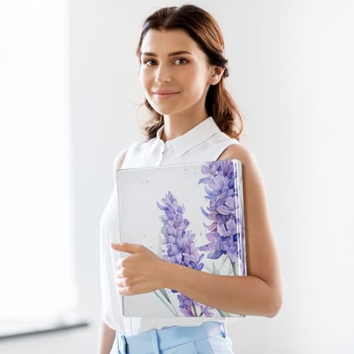 Image of 3 Ring Binder Purple Lavender Flower C 1.5 inch Binders Three Ring Binders with Clipboard Fit 8.5'' x 11'' Paper 3 Interior PVC Clear Pockets for Office Supplies