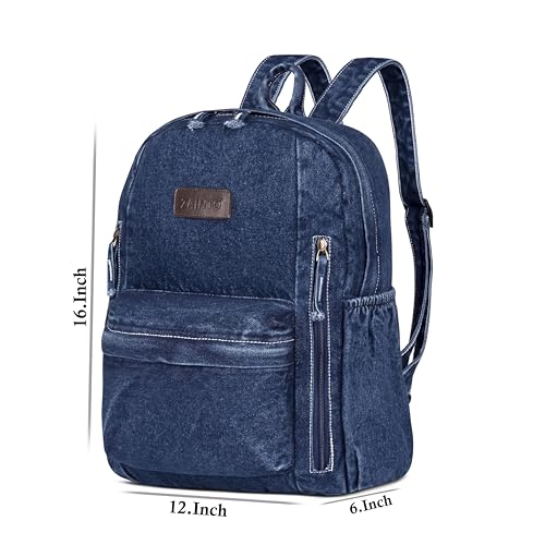 ZAINTO Denim Backpacks for men and women Stylish Outdoor Dark Blue - Image 7