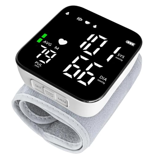 Tensiomètre numérique de poignet - Moniteur de pression sanguine avec écran LCD - Tensiomètre au poignet avec mémoire de lecture 99 x 2 - Sortie vocale automatique - Tensiomètre au poignet