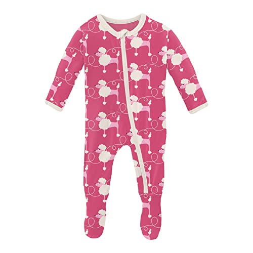 Kickee Footies for Sweet Slumbers - Premium Baby Ultra-Soft, Breathable, and Designed for Sweet Dreams (Flamingo Poodles - 12-18 Months)