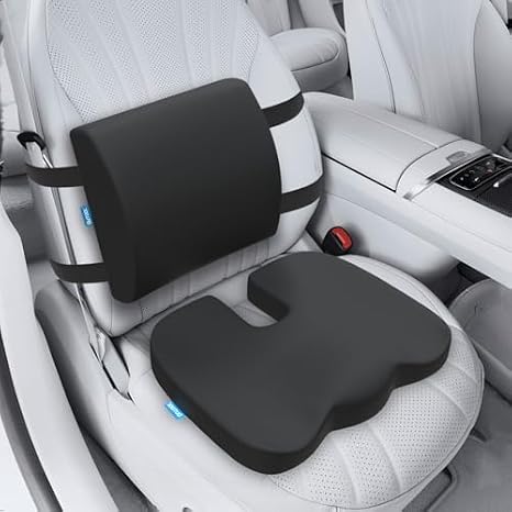 QUTOOL Seat Cushion and Lumbar Support Pillow for Office Chair,Dining Chair & Car