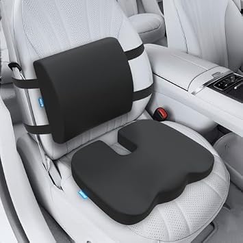 QUTOOL Seat Cushion and Lumbar Support Pillow for Office Chair,Dining Chair & Car