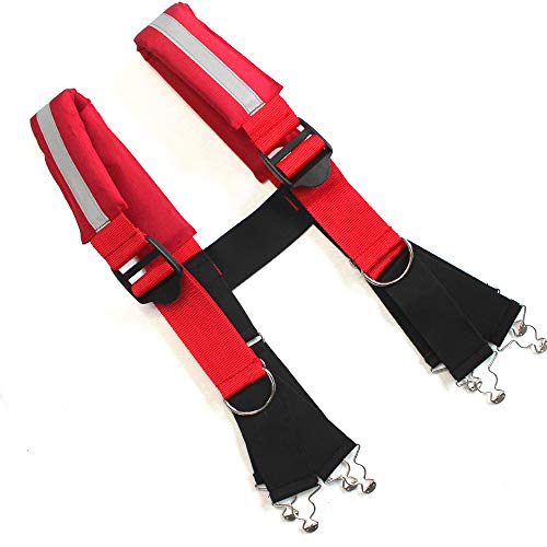 MELOTOUGH Firefighter Pant Suspenders Fire/Rescue Quick Adjust Suspenders with Reflective Strip (30-36 inch Red Reflective)
