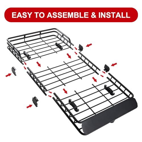 64\'\' x 39\'\' x 4\'\'Heavy Duty Roof Rack,Universal Rooftop Cargo Carrier Basket,Car Top Luggage Storage Holder Basket for SUV Truck Vehicle,550lb Capacity