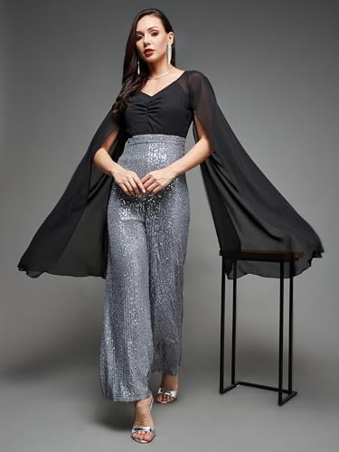 Image of Miss Chase Women's Keyhole Neck Regular Sleeve Regular Length Jumpsuit with Pockets