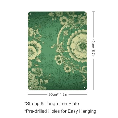 Imprimé floral vintage d'exception sur peinture en métal vert