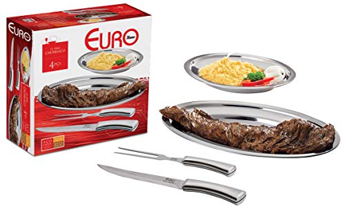 Conjunto para Servir Churrasco 4 Peças, Euro, IN5675, Inox