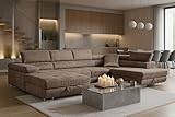 SOFILAND Wohnlandschaft Aller Moon U XXL-Ecksofa mit Schlaffunktion und Zwei Bettkästen. (Braun,...