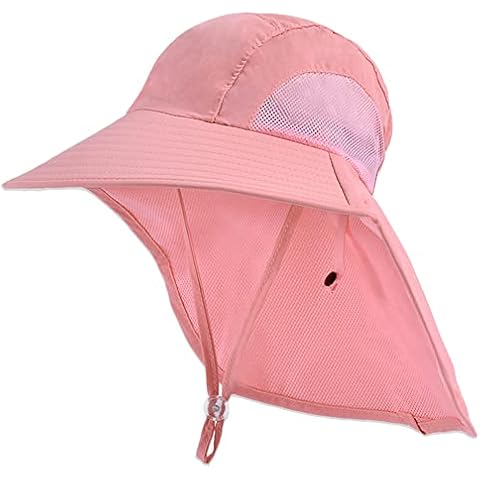 Kids Sun Hat with Neck Flap - Adjustable Children Wide Brim Summer UPF50+ Sun Protection Bucket for Boys Girls(A-Pink) Cover
