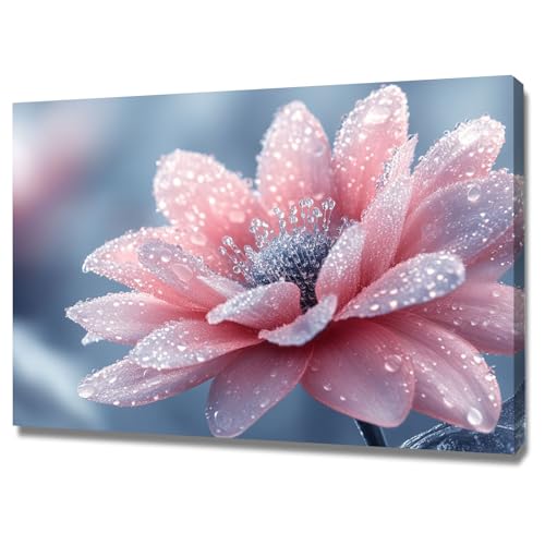 Art mural fleur rustique vintage decoration ferme salon chambre salle de bain toile rose 60x90cm
