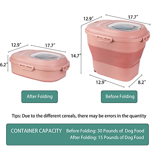 Efwel Collapsible Dog Food Container For Storage Dog Cat Small Pet Food 30 Lbs (Pink) #TOP2