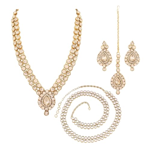 Image of Peora Traditional Ethnic Kundan Pearl Traditional Jewellery Set Gift for Women