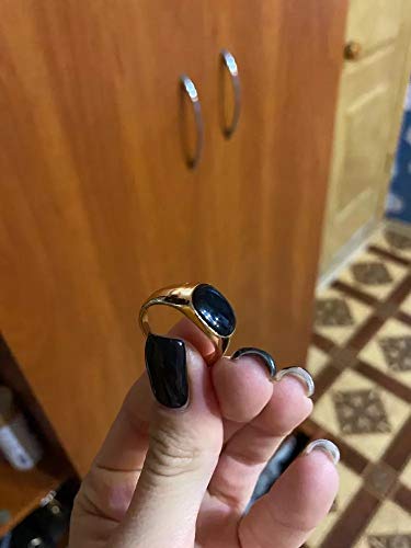 ANEL MASCULINO DOURADO PEDRA ONIX AÇO TITÂNIO A1742 (22)