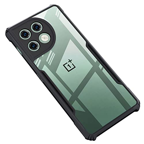 Image of CEDO Backcover for OnePlus 11 (5G) | Camera Protection Shockproof Bumper-Edge | Acrylic Crystal Clear 360 Degree Protection TPU+PC | Transparent Eagle Back Case Cover (Black)