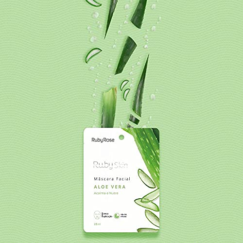 Máscara Facial De Tecido Skin Ruby Rose ALOE VERA HB-703