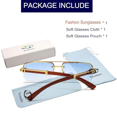 Image of Fashion Rimless Rectangle Sunglasses Mens Womens Frameless Square Sun Glasses UV 400
