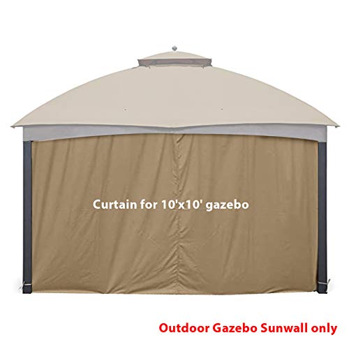 Coastshade Gazebo Replacement Curtain For 8X8 Or 10X10 Or 10X12 Outdoor Gazebo,6.7Ft Height,Only 1 Panel Sidewall,Autumn Gazebo Sidewall,Khaki #TOP2