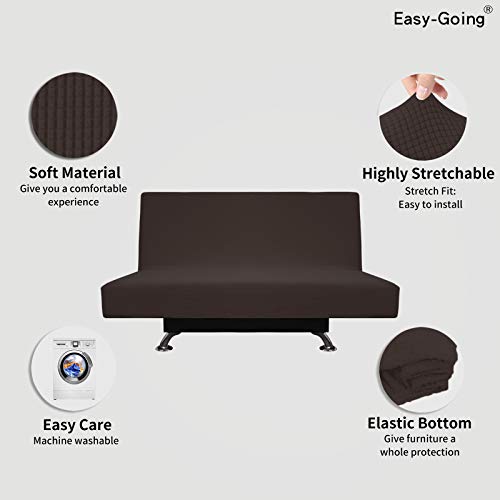Image of Easy-Going Stretch Medium Futon Slipcover Armless Futon Cover Chocolate