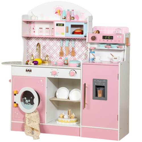 Quxxuol木製子供用キッチンおもちゃ、ままごとキッチン木製調理器具、ミニキッチン子供の誕生日プレゼント、模擬キッチン用品、カットアンドプレイセット、8〜12歳用子供用おもちゃギフトボックス、子供用パーティー用品 (タイプD)
