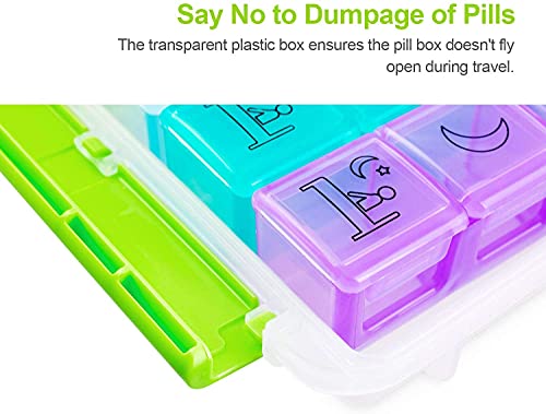 Image of Zollyss Weekly Pill Organizer 4 Times a Day, 7 Day Pill Box with 28 Large Compartments, Moisture Resistant Travel Medicine Organizer for Vitamins & Supplements