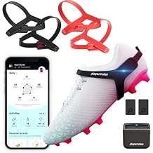 مجموعة أدوات تعقب كرة القدم Playermaker 2.0 متوسطة الحجم + أحزمة حمراء متوسطة، أداة تعقب كرة القدم الذكية للأحذية من Playermaker، تتبع 25+ مقاييس فنية وجسدية، متقدمة عن نظام تحديد المواقع العالمي