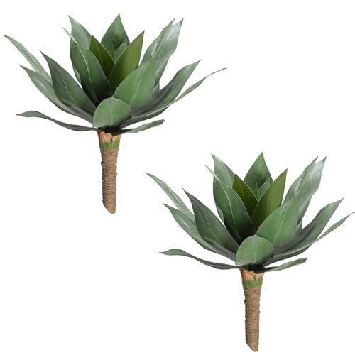 2 PCS Artificial Agave Plant UV Resistant Lifelike Indoor Outdoor Decor (Green, 28 in) by Saki Decor - Used condition - US$66.32