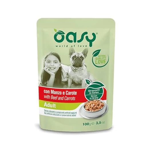 Oasy Umido Cani STRACCETTI ADULT MANZO E CAROTE - OFFERTA - 6 BUSTINE DA 150 GR