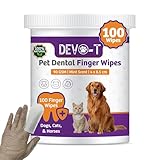DEVO-T 100% Natural Dog Teeth Cleaning Wipes Mint Scented | 100 Count | Pet Teeth Cleaning Finger Wipes for Dogs, Cats & Horses | Remove Bad Breath, Plaque & Tartar Buildup | Dog Dental Wipes Finger