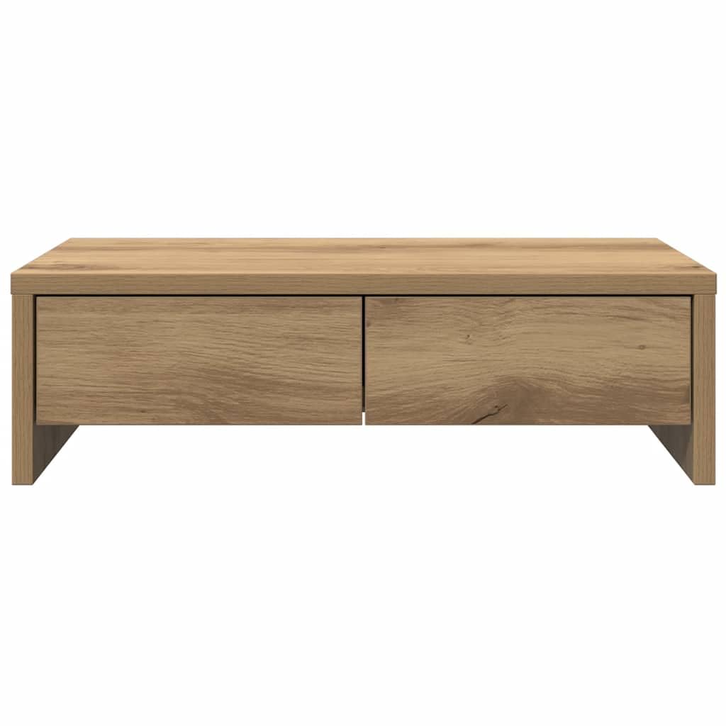 Soporte para monitor con cajones, madera de aliso, 50 x 27 x 15